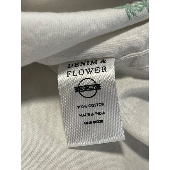 Denim Flower Ricky Singh White Palm Tree Button Up Golf Shirt Slim Fit Medium - Picture 5 of 6